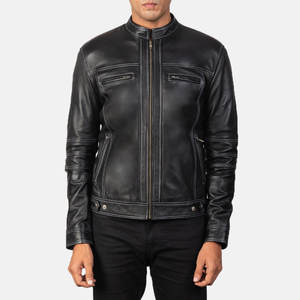 Veste en cuir véritable de luxe pour homme avec détails élégants et doublure intérieure chaude pour la saison des températures froides, veste d'hiver - Product Image 1