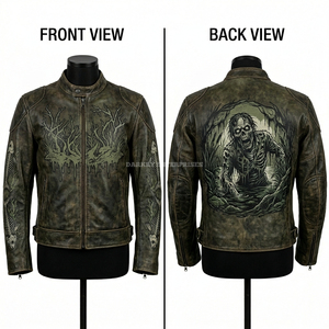 Chaqueta de Cuero Gráfica 'Zombie Bride Till Death' para Hombre, Estilo Vintage con Diseño Floral de Rosas Blancas, para Motociclista, Gótica, Streetwear - Product Image 6