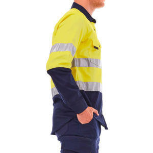 Chemise de travail de sécurité personnalisée, réfléchissante, respirante, en coton, pour hommes, haute visibilité, légère, certifiée Oeko-Tex - Product Image 2