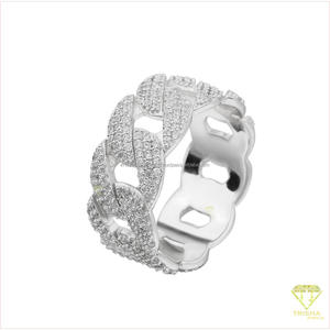 Bague à maillons entrelacés en argent sterling 925 avec diamant de laboratoire de qualité supérieure, finition dorée, bijou de caractère pour revendeurs en gros - Product Image 2