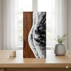 Grey Wooden Urn for Ashes Marble Resin Cremation Urn Grey Wood & Marble Resin Ashes Urn Grey Wooden Cremation Keepsake - Product Image 3