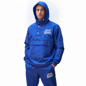 ADH Brand Blue Waterproof Tracksuit <b>Set</b> Hooded Full Sleeve Sporty Style Adult Unisex Lightweight Polyester Spring Wear - Product Image 2