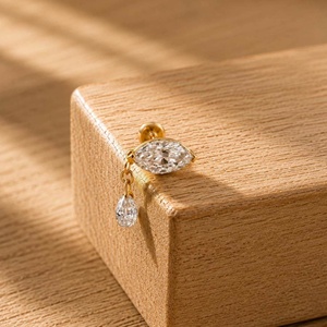 Vintage Screw Back <b>Drop</b> Earrings 0.4CT Pear Cut Lab Grown Diamond 10k 14k 18k Solid Gold Color E Clarity VVS Fine Women Earring - Product Image 4