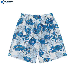 Shorts de Baño para Hombre con Estampado de Plantas Azules, Cintura Media Elástica, Casuales, Tejidos en Poliéster - Product Image 6