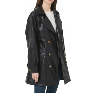 Solid Trader Light Weight Breathable Premium Quality Elegant Cut Weatherproof Outside Duster Shield Womens <b>Long</b> <b>Leather</b> <b>Jacket</b> - Product Image 5