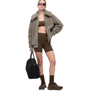 <b>Top</b> Premium Women's Sherpa Jacket Oversized Soft cozy Fleece Zip Up Winter <b>Coat</b> Plush Streetwear Outerwear Custom private label - Product Image 6
