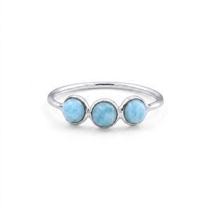 Wholesale Natural Larimar <b>Ring</b> 925 Sterling Silver Blue Ocean Gemstone <b>Dainty</b> Stacking <b>Ring</b> Minimalist Stackable Handmade Gift - Product Image 1