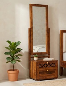 Solid Wood Extra Tall <b>Dressing</b> Table | 65 Inch Standing Mirror Vanity Cabinet | Wholesale Bedroom Furniture - Product Image 1