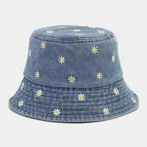 Chapeau Bob en Denim Unisexe Broderie Florale Décontracté Printemps Été 56-58CM Adulte - Product Image 6