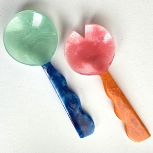 Handmade Contemporary Design serving Spoon and Fork Set with Long Handle Eco-Friendly Resin Salad Server <b>Mirror</b> Polish Party Use - Product Image 3