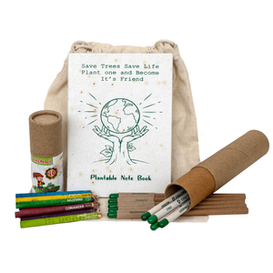 Hermoso Paquete Combinado Ecológico: Bolígrafo Plantable, Lápiz, Crayones, Cuaderno de Papel con Semillas de Grafito Negro, Regalo Promocional Especial para el Día de la Tierra - Product Image 2