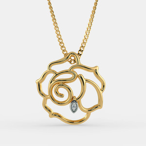 Collar con Colgante de Flor de Rosa en Oro Amarillo con Diamante Cultivado en Laboratorio - Product Image 1