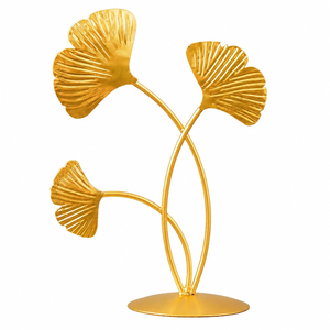 Modern <b>Gold</b> Finish Metal Ginkgo Leaf Sculpture <b>Decorative</b> Tabletop Showpiece Elegant Botanical Art for Office Desk <b>Living</b> <b>Room</b> - Product Image 1