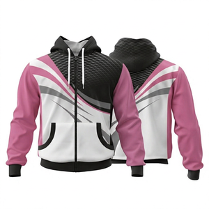 Sweat à capuche unisexe personnalisé à fermeture éclair intégrale, décontracté, hiver, uni, avec poche kangourou, pour sport, motocross, esports, vente en gros - Product Image 3