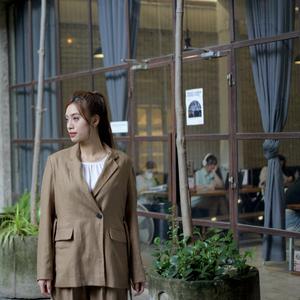 เสื้อแจ็คเก็ตลำลองสำหรับผู้หญิง, 100% ลายสก๊อตบางด้านหน้ามีกระเป๋าด้านข้างผ้าฝ้ายทอบรรจุในฤดูใบไม้ร่วงฤดูร้อน - Product Image 5