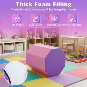 Tapis de gymnastique en mousse en similicuir rose et violet, forme octogonale, pour les écartements arrière, accessoire d'équipement de gymnastique - Product Image 6
