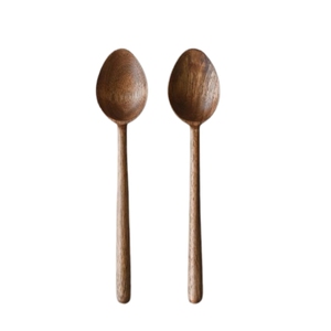 Cuillères en bois de teck naturel écologiques à long manche, cuillère à soupe, cuillère à café réutilisable avec logo personnalisé, ensemble de cuillères à miel et à café - Product Image 3