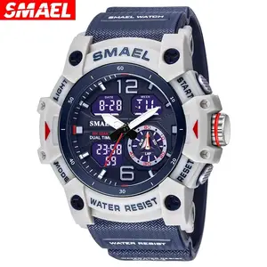 SMAEL Sport Watch Military Wristwatch for Men Alarm Stopwatch LED Digital Back Light Dual Time Display Waterproof Watch Men 8007