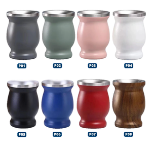 Tasse à maté argentine personnalisée en acier inoxydable à double paroi isolée sous vide de 8 oz, forme taille de chevalet - Product Image 4