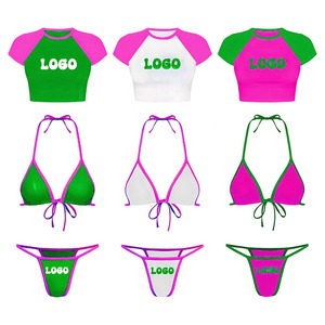 Maillots de bain string taille haute pour femmes, service OEM, maillots de bain brésiliens à col rond, fabricant OEM sur mesure, bikini sexy pour femmes - Product Image 4