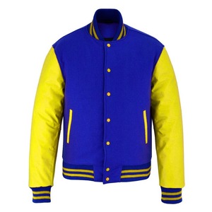 แจ็คเก็ตเบสบอลแบบ Letterman สีน้ำเงินสั่งทำพิเศษพร้อมแขนหนังสีเหลือง แจ็คเก็ตบอมเบอร์สำหรับผู้ชาย แจ็คเก็ตทีมวิทยาลัยแบบสั่งทำส่วนตัว - Product Image 6