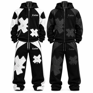 Conjunto de Sudadera con Capucha Unisex Personalizada, Manga Raglán, Cierre de Cremallera, Estilo Casual, Corte Holgado, Ropa de Invierno, Forro Polar, 100% Algodón - Product Image 1