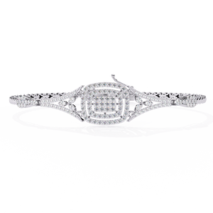 Women's Classic Diamond <b>Bangle</b> <b>Bracelet</b> with Lab Grown Diamonds in 925 Sterling <b>Silver</b>-Engagement & Anniversary Gift for Her - Product Image 3