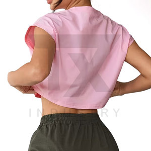 Women's Summer Workout <b>Crop</b> <b>Top</b> Breathable Front Logo Spandex/Polyester Lightweight Fashionable New Design - Product Image 5