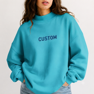 Sweat-shirt décontracté en mélange de coton pour femme, col montant, coupe ample, manches longues, confortable pour tous les jours - Product Image 1