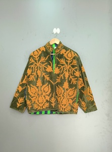 Blazer Rosa de Terciopelo Bordado con Estampado Floral, Cuello Mao, Manga Larga, Chaqueta de Primavera para Mujer - Product Image 3
