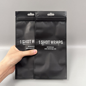 Sachet refermable noir à fermeture éclair avec logo personnalisé, pochette plate à trois soudures, petit sachet refermable en Mylar - Product Image 6