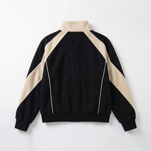 เสื้อแจ็คเก็ตสีดำเบจตัดต่อสีต่างกัน |   เสื้อแจ็คเก็ตบอมเบอร์คอขนแกะติดกระดุมแป๊ก |   เสื้อโค้ทสตรีทแวร์ทรงโอเวอร์ไซส์ |   ผู้ผลิต OEM ตามสั่ง - Product Image 2