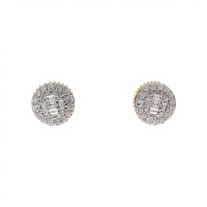 Pendientes de Diamantes Naturales Redondos y Baguette de 0.24 Ct, Oro Amarillo de 14k, Joyería Fina para Mujer - Product Image 2