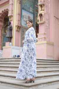 Vestido corto indio hecho a mano con estampado de bloques de algodón para mujer, vestido elegante para fiesta, regalo de novia personalizado para ella en oferta - Product Image 6