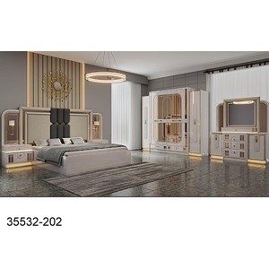 Modern Bedroom Set Queen Size MDF Furniture <b>With</b> Tufted Headboard And <b>Mirror</b> <b>Wardrobe</b> 35532-109 - Product Image 3