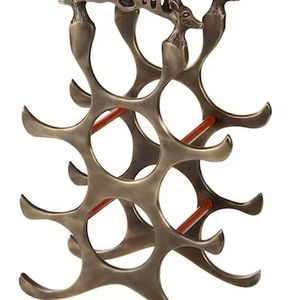 Soporte Decorativo para Botellas de Vino con Forma de Asta de Ciervo, Acabado Bronce Rústico, Tema Artístico del Bosque, Almacenamiento para 6 Botellas - Product Image 1