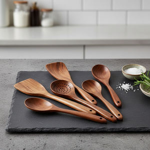 Juego de 6 Espátulas de Madera, Utensilios de Cocina de Madera Natural con Acabado Liso, Reutilizables para Uso Doméstico y en Restaurantes - Product Image 6