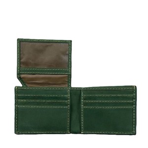 Dark Green Real Leather Men <b>Bifold</b> Wallet Minimalist Cardslots Photo ID Window Money Clip Cash Pocket Contrast Stitch Male <b>Purse</b> - Product Image 5