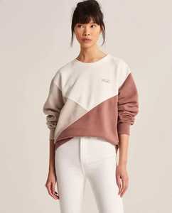 Sweat-shirt à col rond pour femme, à blocs de couleur, à épaules tombantes, à manches longues, pull décontracté - Product Image 1