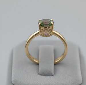 Bague Statement en Améthyste Verte, Argent Sterling 925 Plaqué Or 18K, Bague Cocktail, Bijou Vintage, Cadeau pour Elle, Bijoux Tendance - Product Image 4