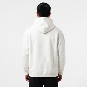 Sweat-shirts à capuche décontractés pour hommes, col à cordon, couleur blanche unie, en coton - Product Image 4