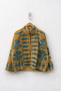 Blouson Bomber en Velours Brodé à Motifs Floraux Réversibles Style Vintage – Écologique, Coupe-Vent et Respirant pour Hiver/Automne (Vente en Gros) - Product Image 1