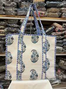 Factory Price Maroon Floral Cotton Kantha Quilted Storage Tote <b>Bag</b> Women Shoulder Travel Carry Sack Side Pocket - Product Image 4