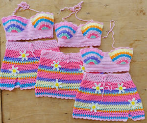 Ensembles de bikinis deux pièces en crochet pour femmes, hauts à imprimé floral et shorts taille haute, tenues de plage, fabrication OEM ODM au Vietnam - Product Image 2