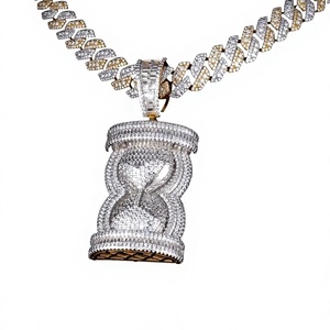 Luxury 925 Silver Vintage Charm Hourglass Pendant with Round Brilliant <b>Cut</b> <b>Stones</b> <b>for</b> Unisex Everyday Wear - Product Image 1