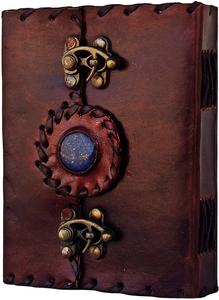 Journal en cuir noir gaufré fait main - Grimoire antique à double fermoir avec 100 feuilles et papier à bords festonnés vintage - Cadeau - Product Image 6