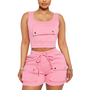 Shorts pour femmes en polyester et élasthanne, couleur unie, avec boutons et fermeture éclair, taille élastique, confortables, décontractés, pour dormir, pyjama, grande taille, sur mesure, OEM - Product Image 1