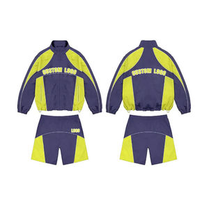 New Winter Casual Breathable Polyester/Cotton Windbreaker Short Set <b>Zip</b>-<b>Up</b> <b>Jacket</b> Tracksuit Reversible Plus Size Lightweight - Product Image 2