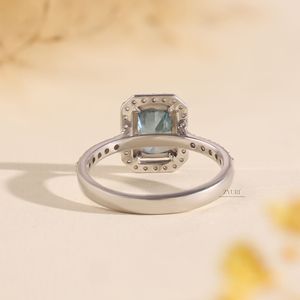 New Collection Emerald Cut Lab Grown <b>Diamond</b> Halo <b>Ring</b> in White Gold 14k White Gold <b>Diamond</b> <b>Ring</b> Luxury Look's VVS-VS Clarity - Product Image 3