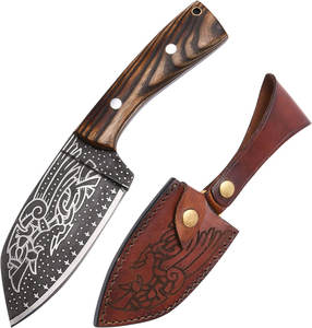 Imperial Enterprises Couteau de chasse à lame fixe en acier Damas 2024 fait main, pointe clip, manche en bois, étui en cuir, personnalisable OEM - Product Image 1